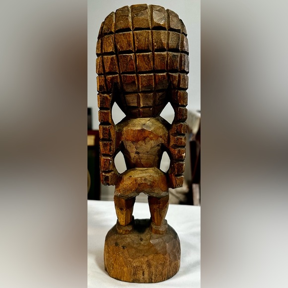 Vintage Hand Carved Wood Hawaiian Tiki God Figure Kuka 'ilimoku King Kamehameha - Picture 8 of 13